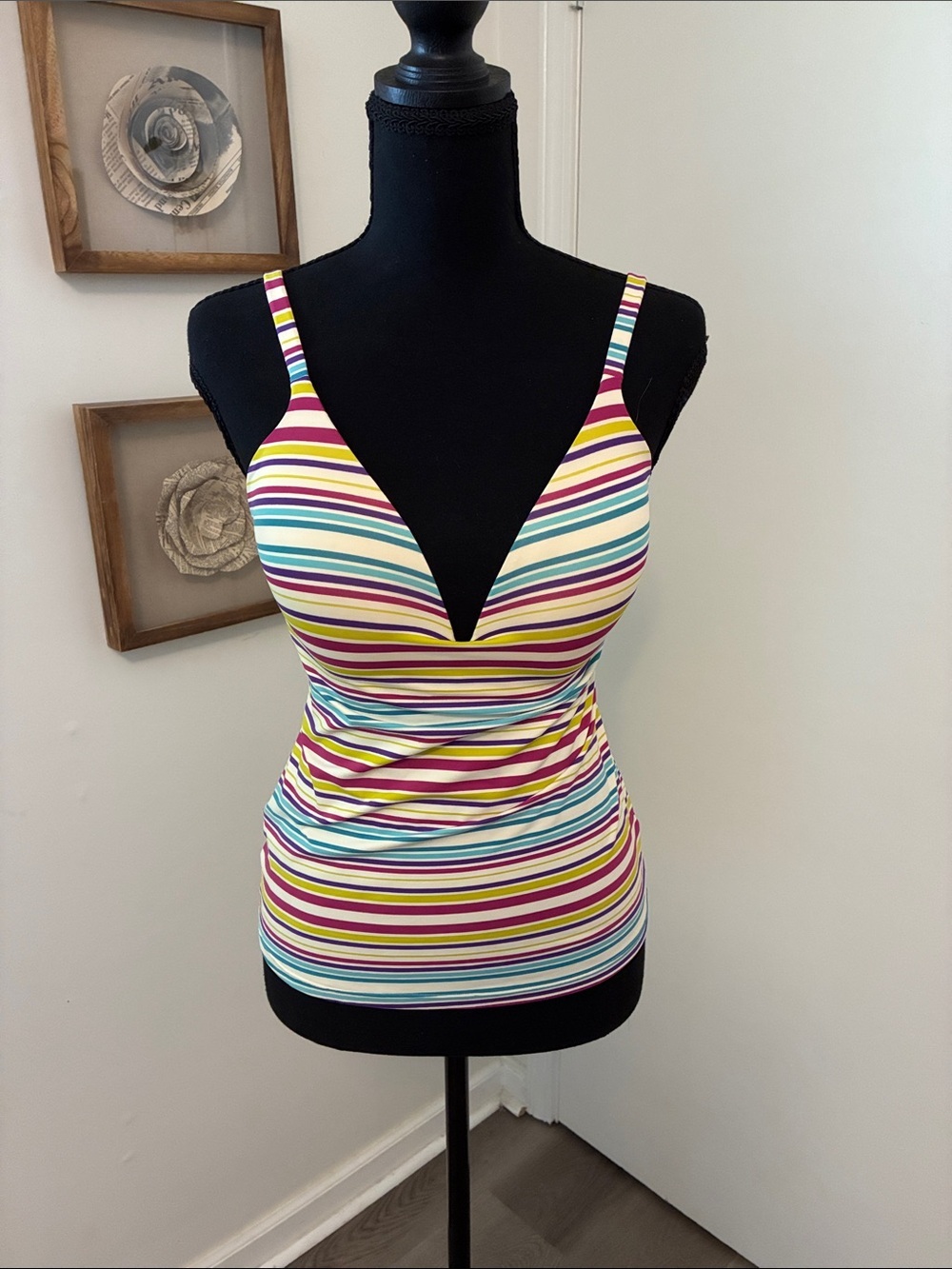 Body by Victoria Secret Ipex 36C Tankini Swimsuit Bra Tank Top Striped